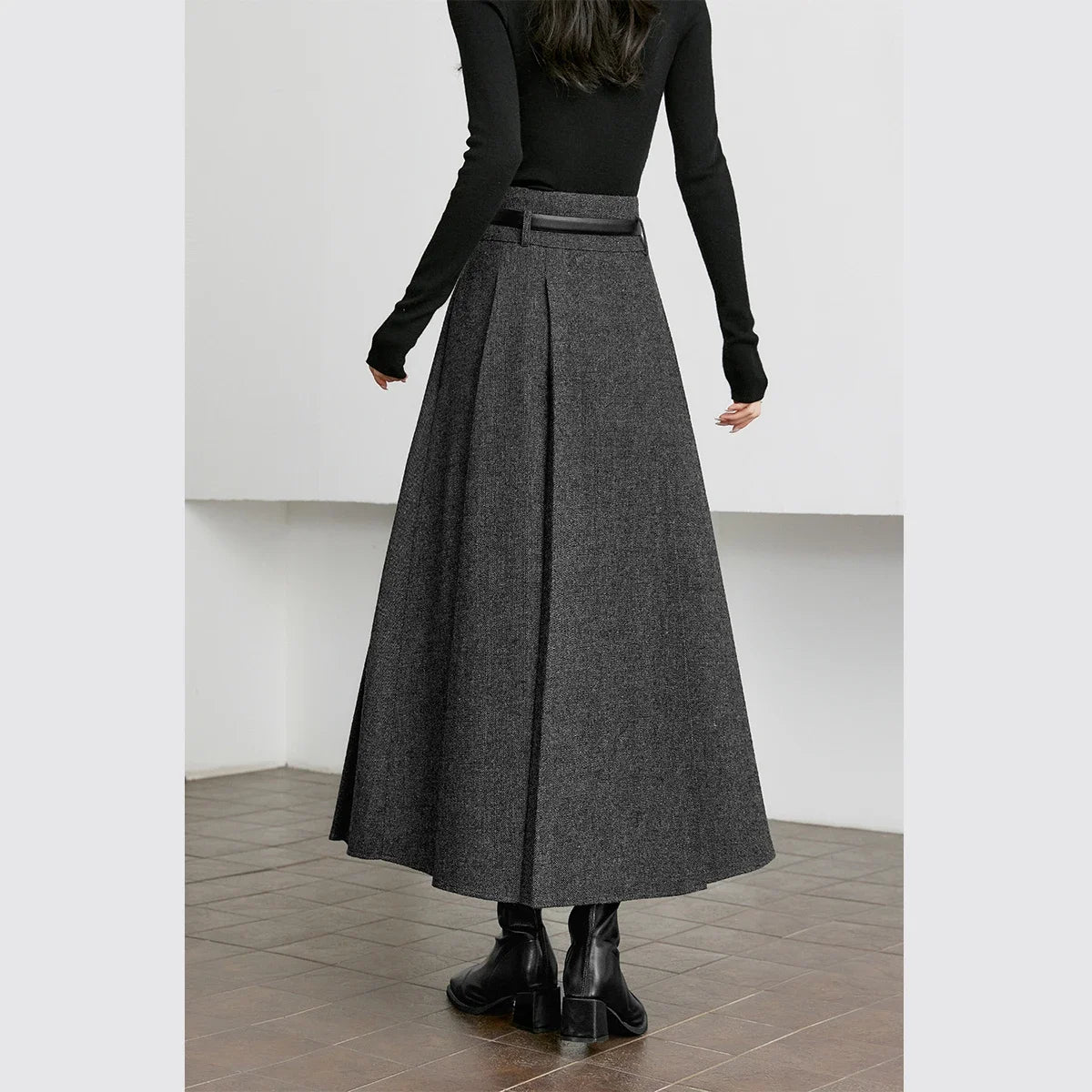 Box-Pleat Midi Skirt