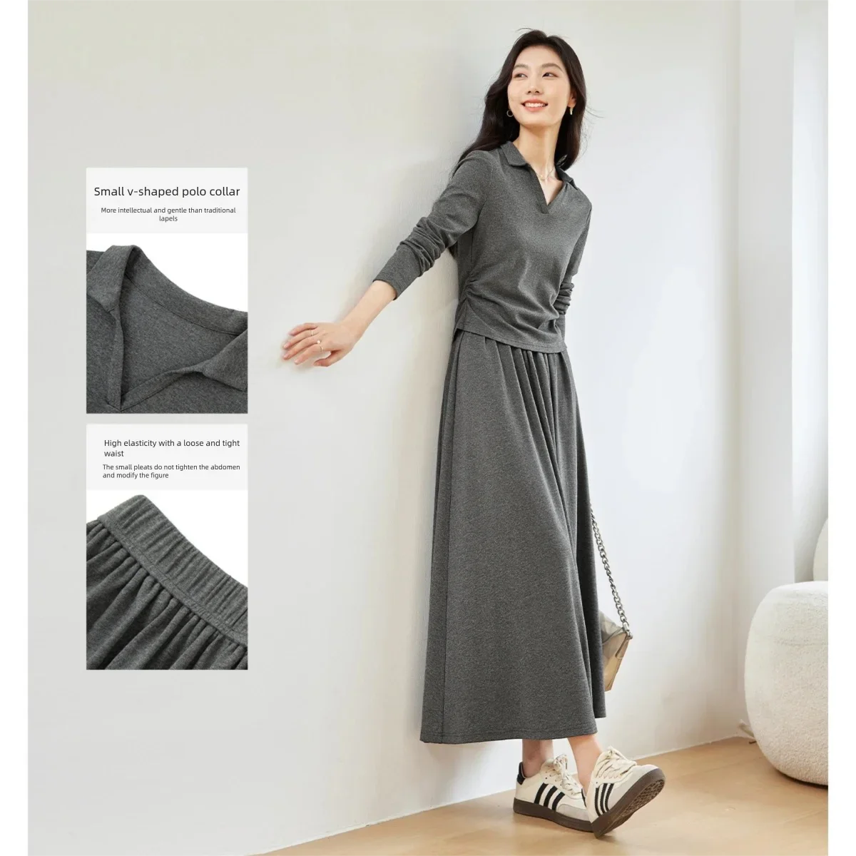 Collared Top and A-Line Skirt Set