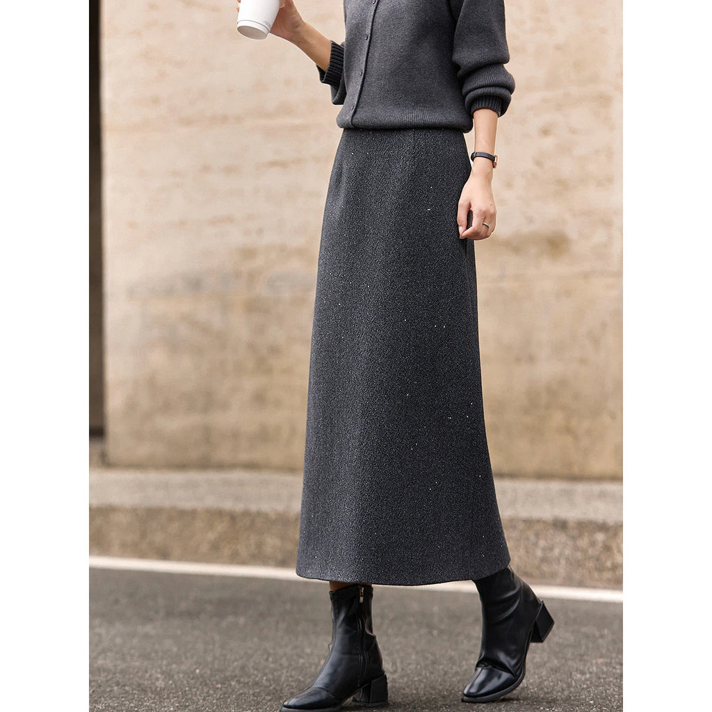 Glitter A-Line Midi Skirt