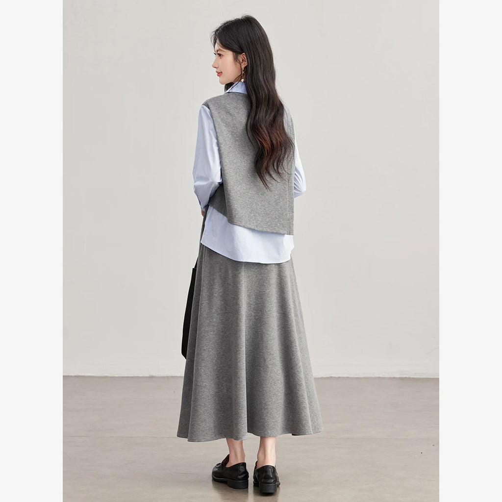 Layered Crop-Top and Pleated-Skirt Set