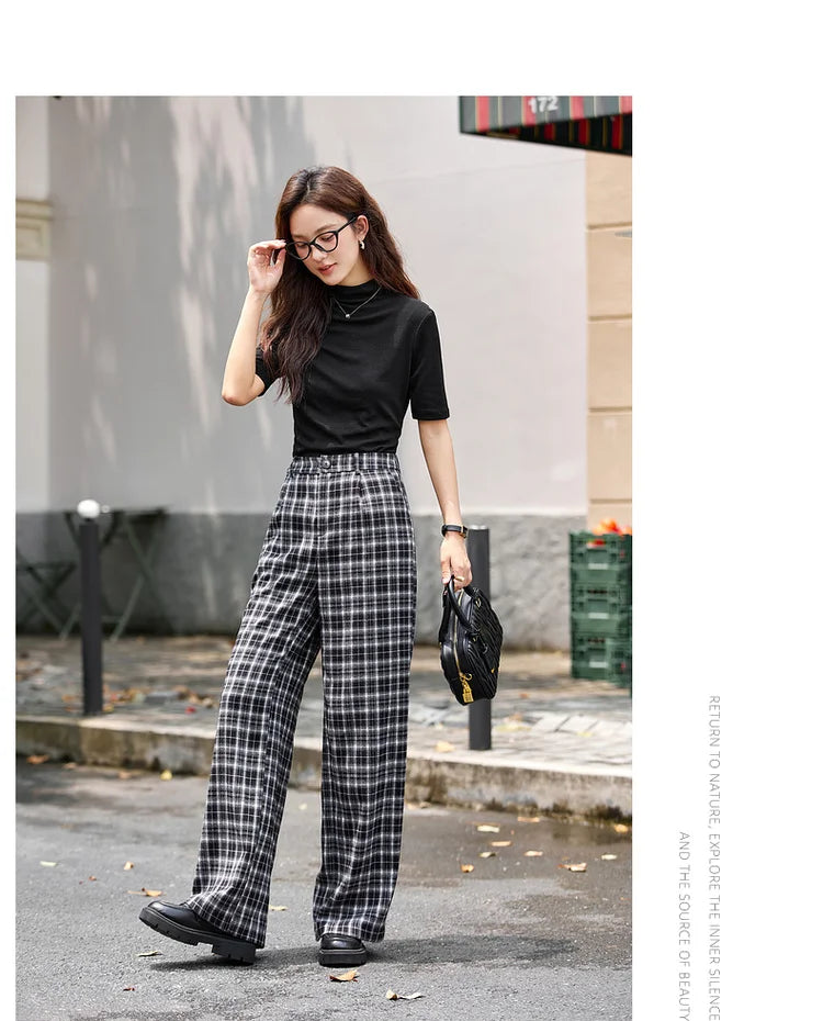 Plaid Wide-Leg Culottes