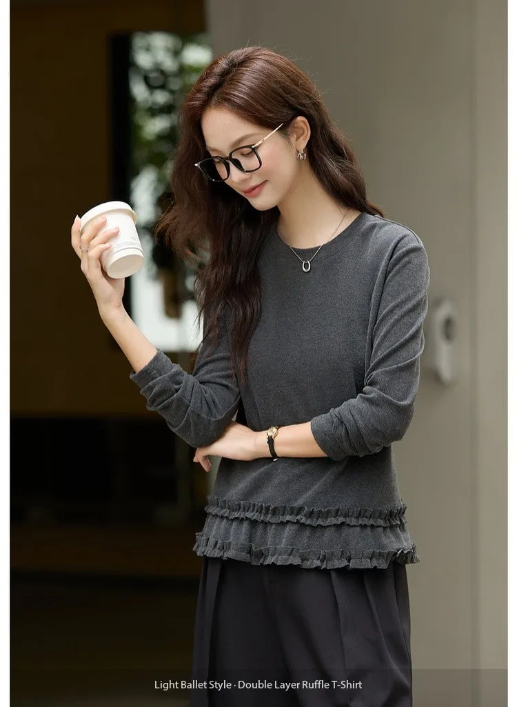 Tiered Ruffle-Hem Knit Top