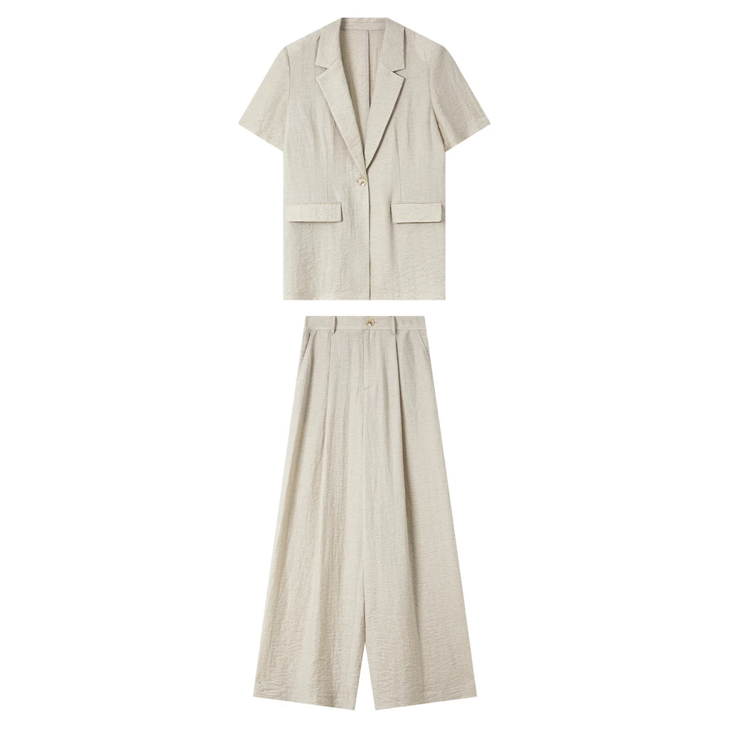 Short-Sleeve Wide-Leg Trouser Set