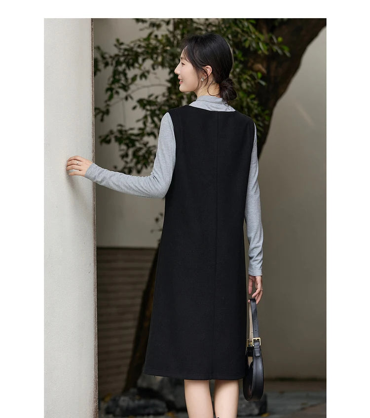 Layered V-Neck Shift Dress