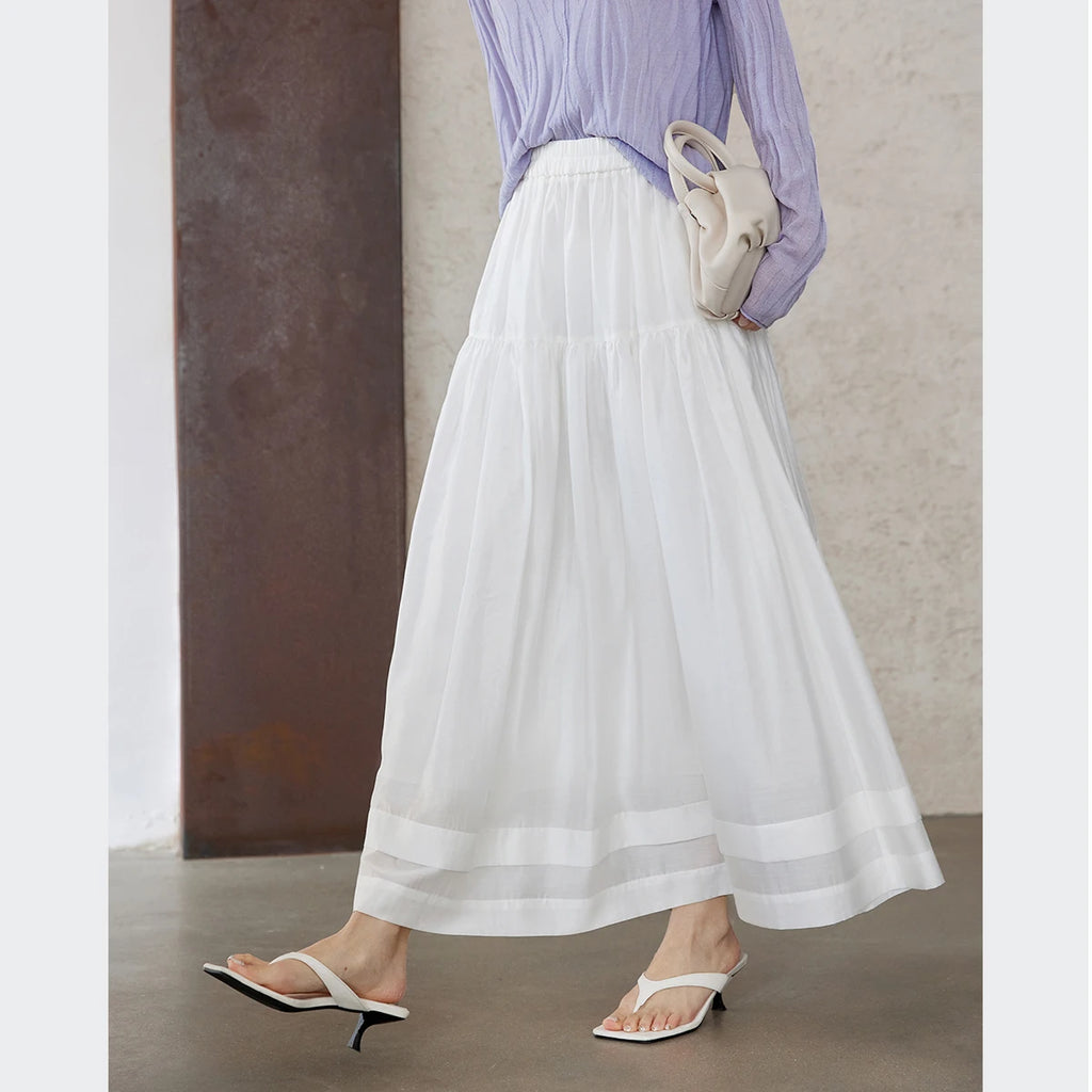 Relaxed Pleated Midi Skirt