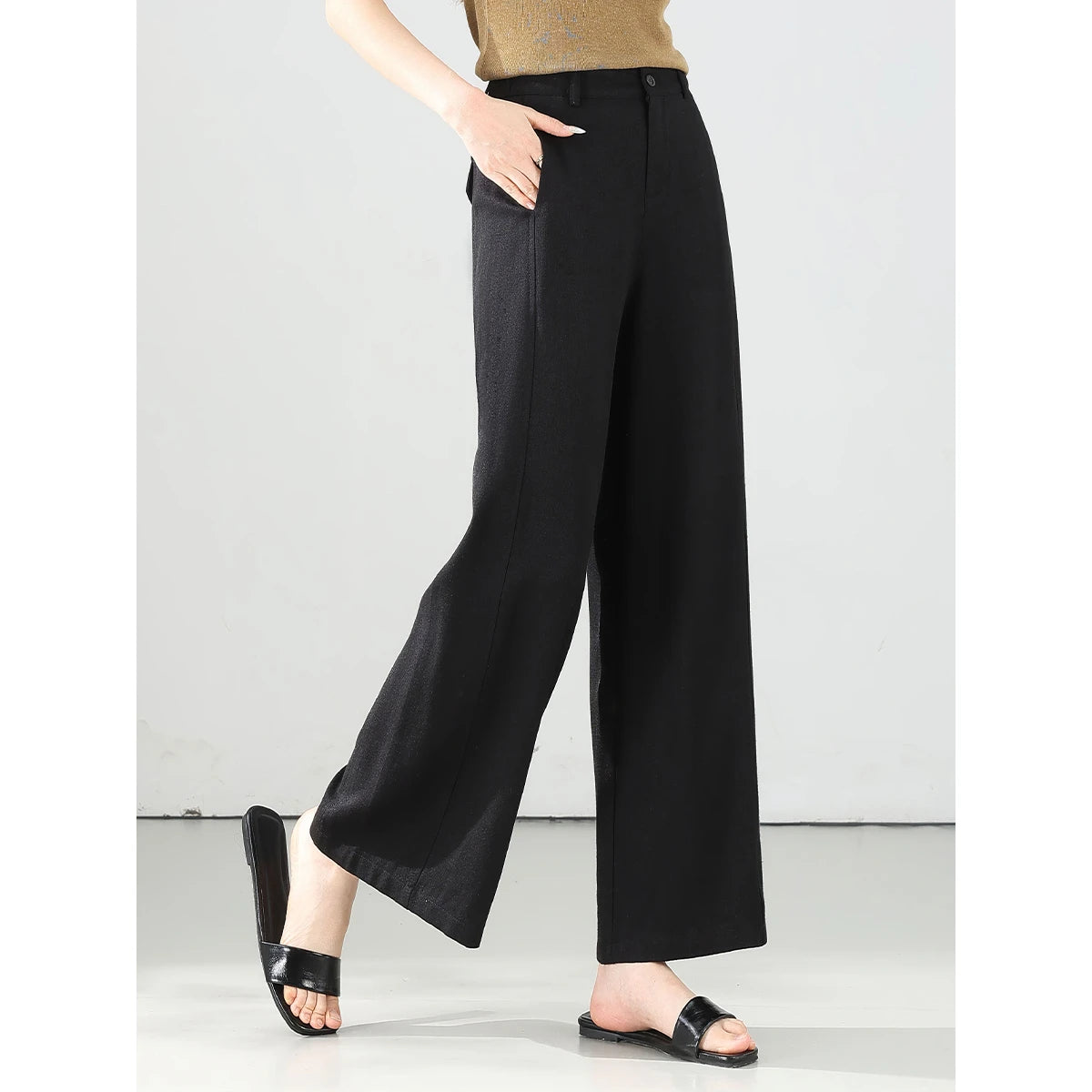Minimal Straight Wide-Leg Trousers