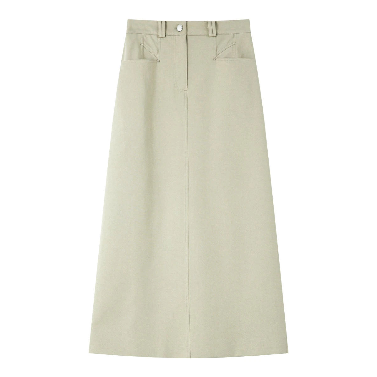 Back-Slit Straight Midi Skirt