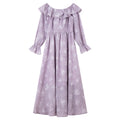 Floral Ruffle-Collar Midi Dress