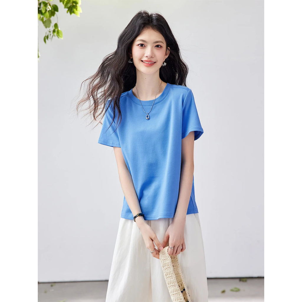Minimal Cropped Crew-Neck Tee