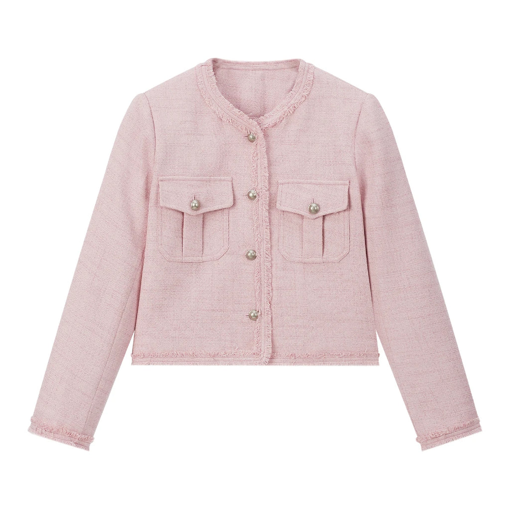 Frayed-Trim Cropped Jacket