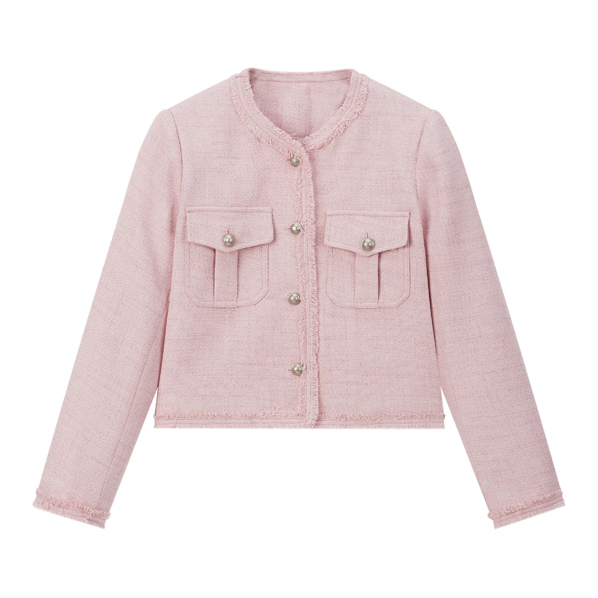 Frayed-Trim Cropped Jacket