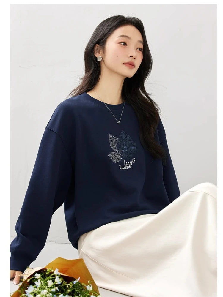 Botanical Embroidered Crew-Neck Sweatshirt