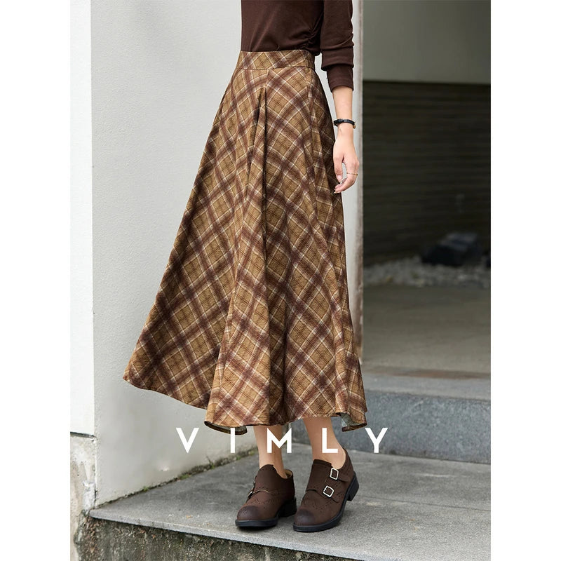 Plaid Box-Pleat Midi Skirt