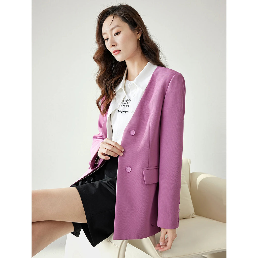 Layered Polo-Collar Blazer