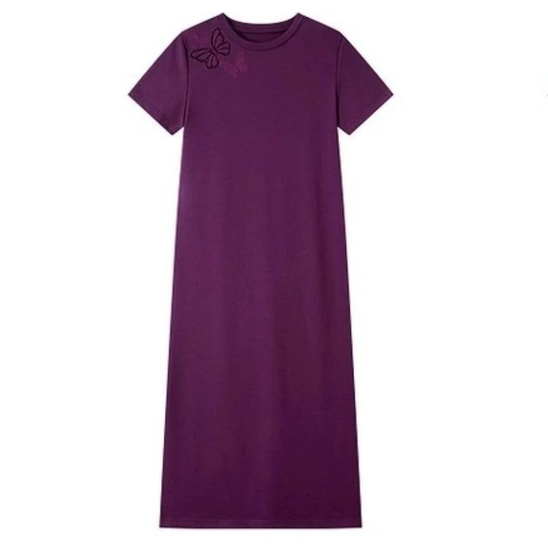 Butterfly-Embroidered Knit Midi Dress