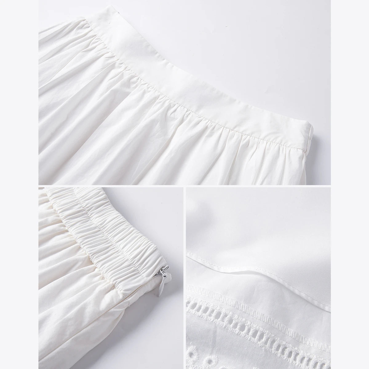 Lace-Hem A-Line Midi Skirt