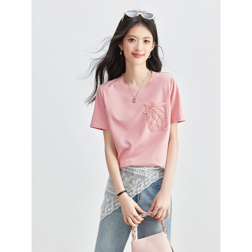 Crest-Embroidered Crew-Neck Tee