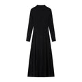 High-Neck Fit-and-Flare Midi Dress