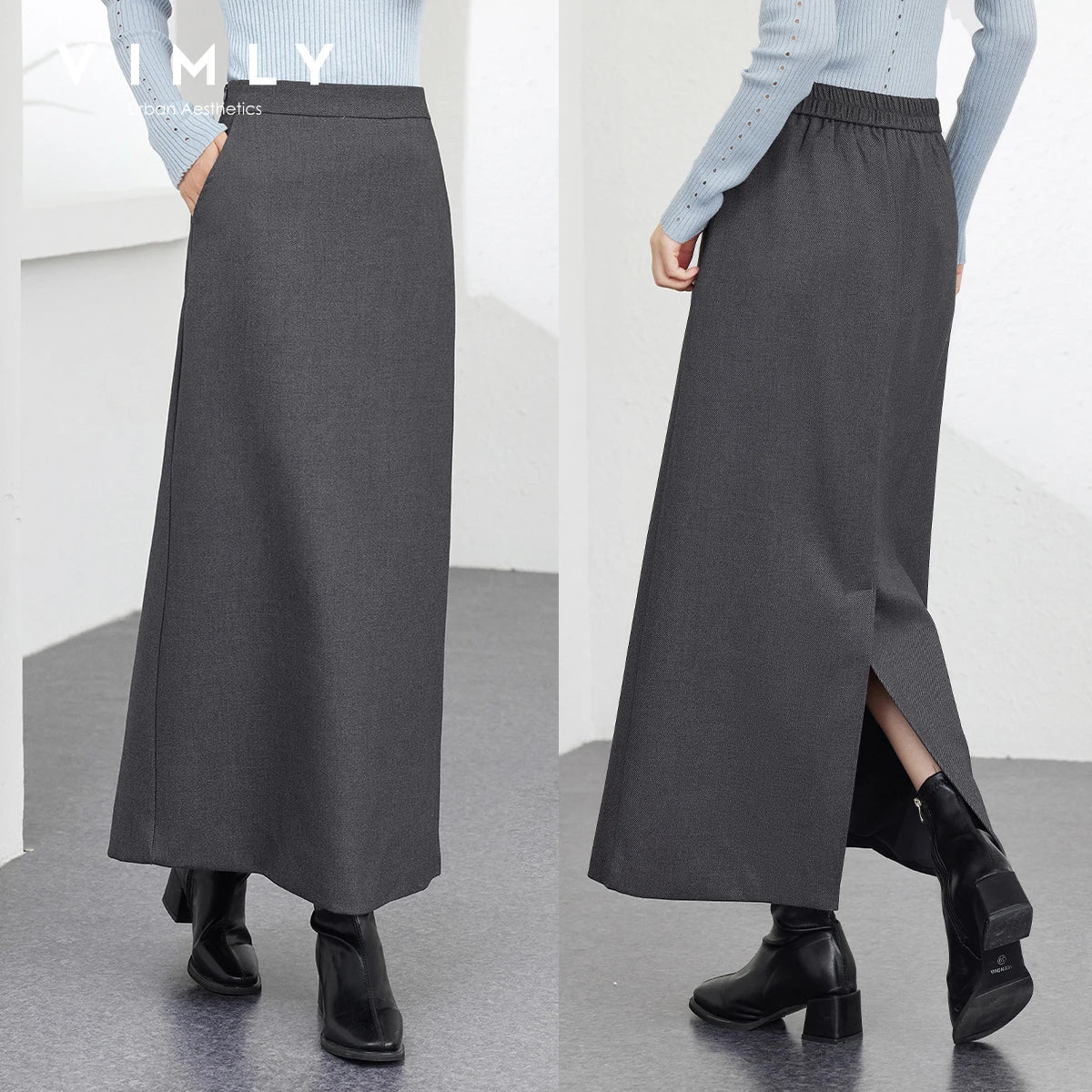 Back-Slit Straight Maxi Skirt