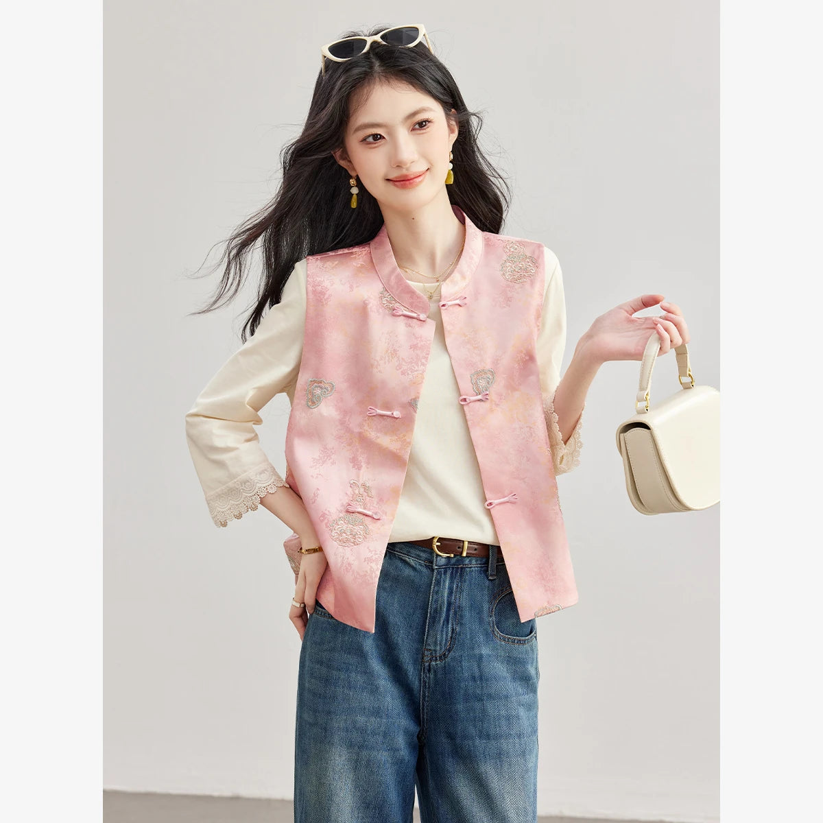 Jacquard Frog-Button Vest