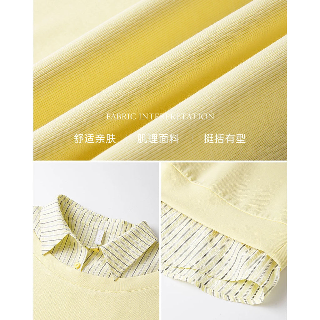 Layered Striped-Collar Sweatshirt