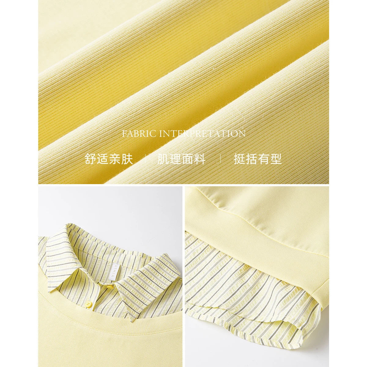 Layered Striped-Collar Sweatshirt
