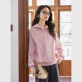Sailor-Collar Half-Zip Sweatshirt