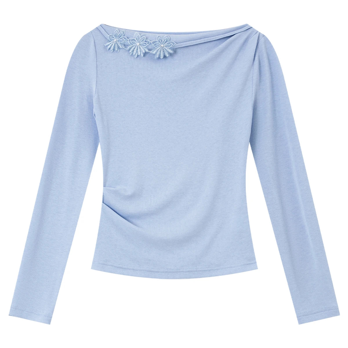 Floral Applique One-Shoulder Top