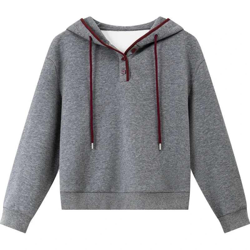 Contrast-Trim Drawstring Hoodie