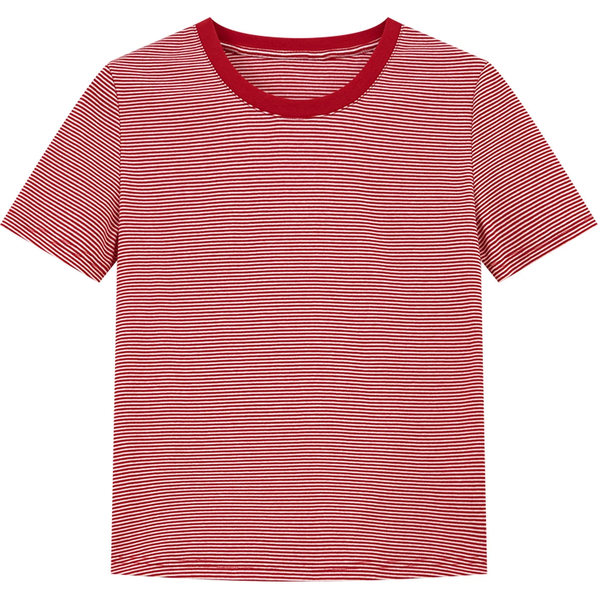 Micro-Stripe Contrast-Collar Tee