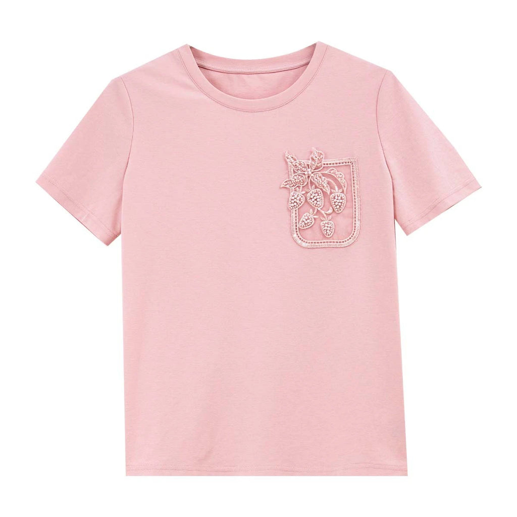 Crest-Embroidered Crew-Neck Tee