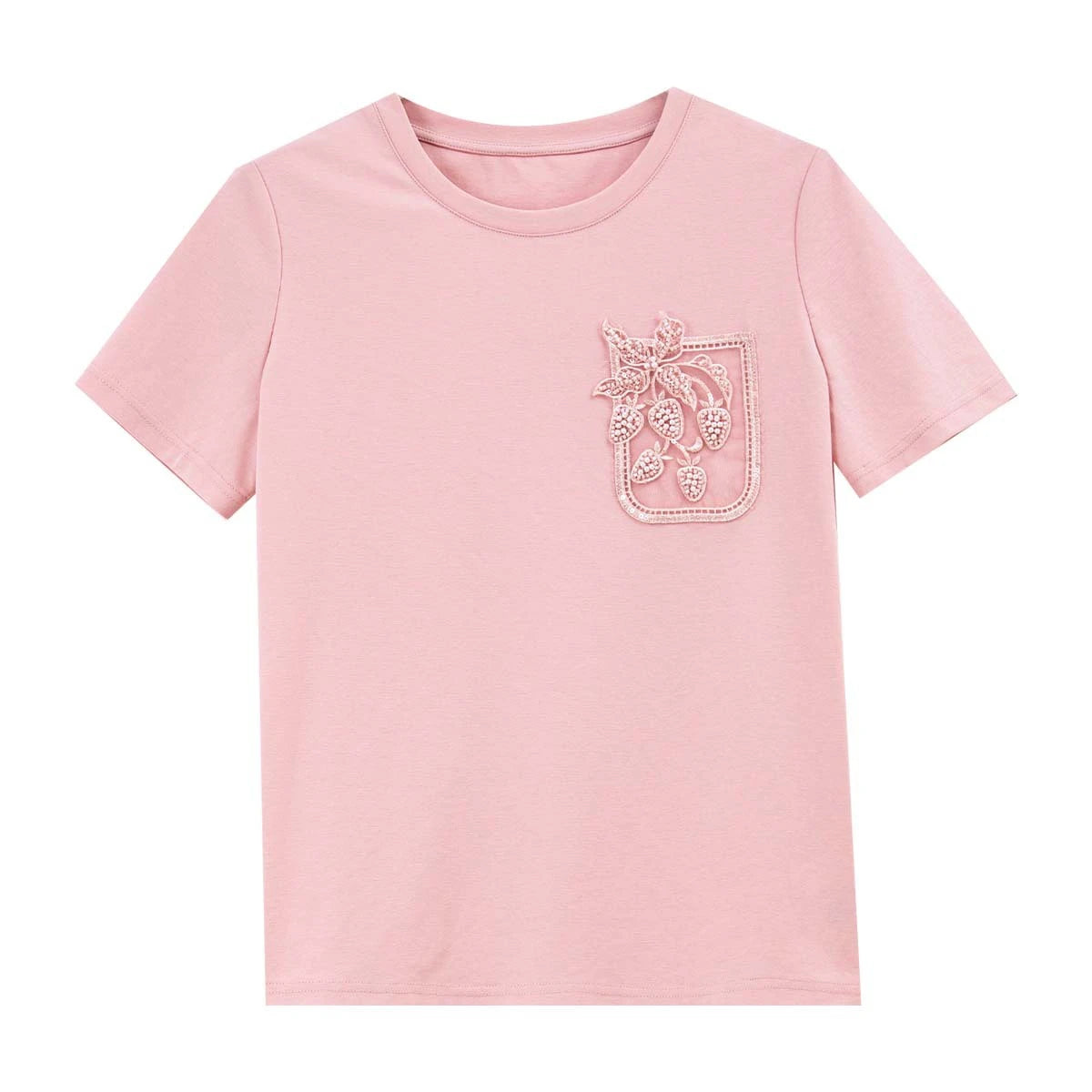 Crest-Embroidered Crew-Neck Tee