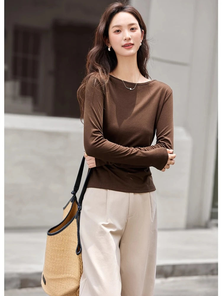 Boat-Neck Ruched Long-Sleeve Top