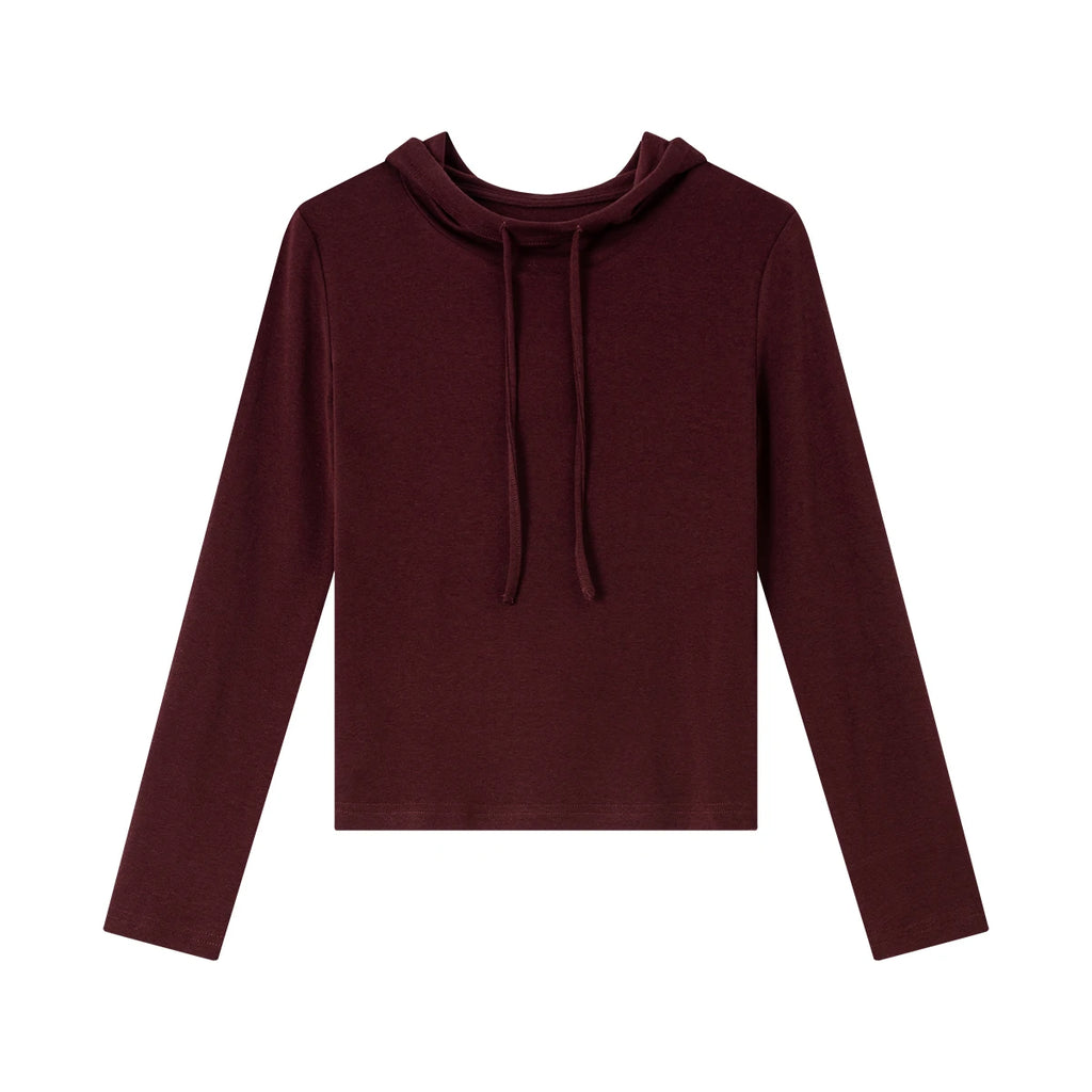 Drawstring-Neck Long-Sleeve Top