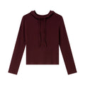 Drawstring-Neck Long-Sleeve Top