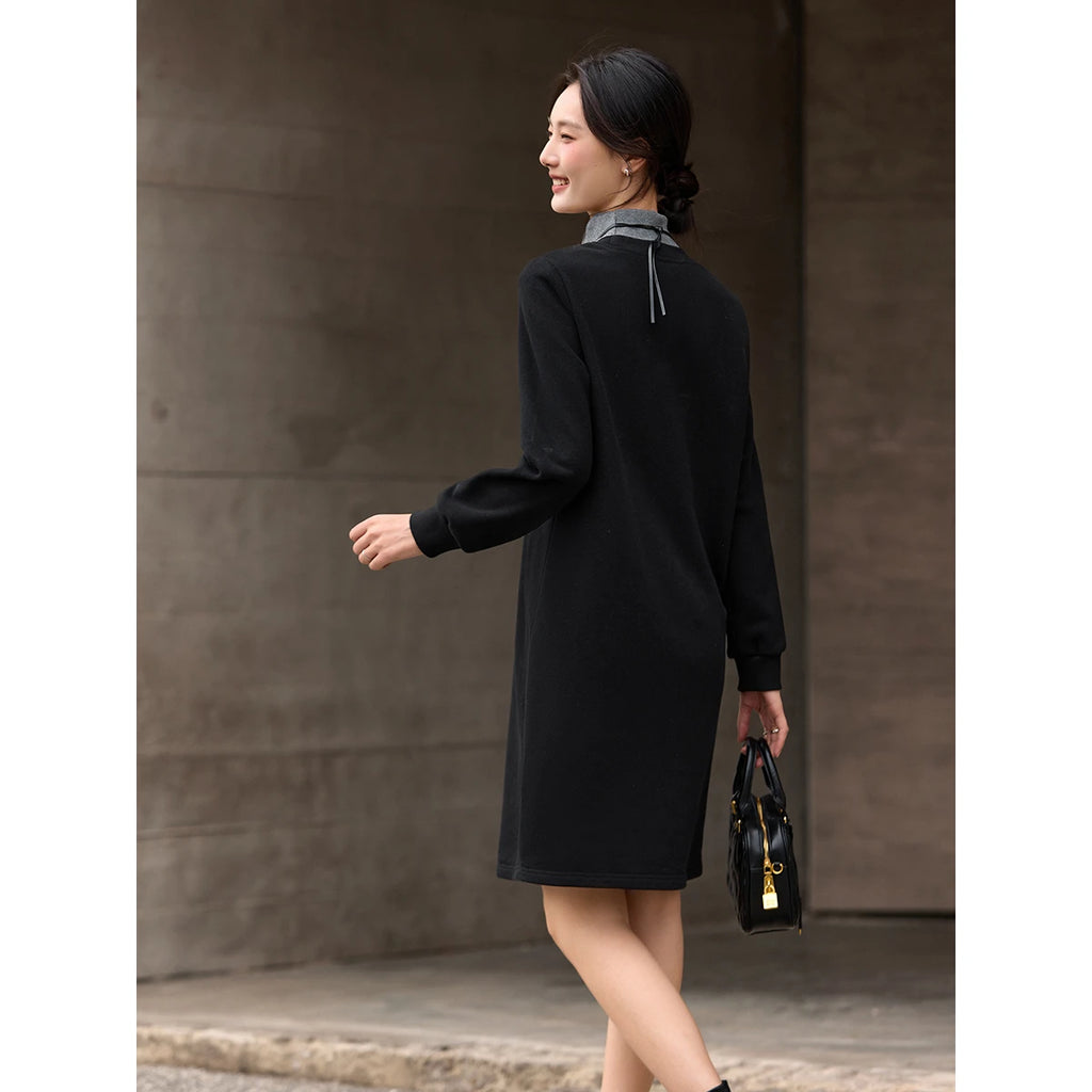 Layered Turtleneck Shift Dress