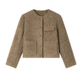 Patch-Pocket Collarless Cropped Jacket