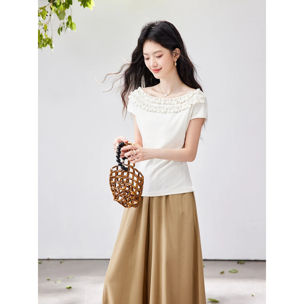 Ruffle-Trim Off-Shoulder Top