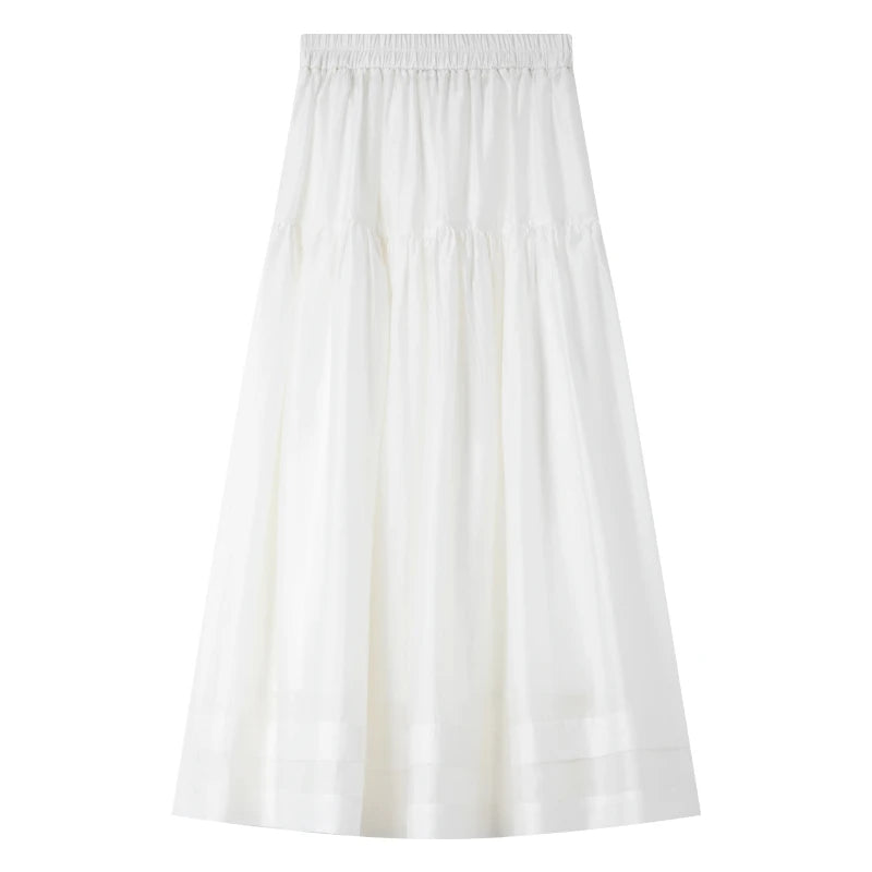 Relaxed Pleated Midi Skirt