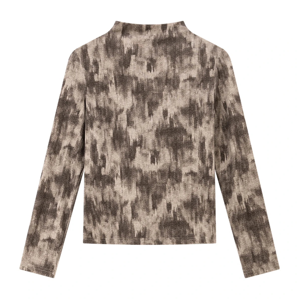 Abstract-Print Mock-Neck Top