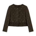 Jacquard Ruffle-Hem Cropped Jacket