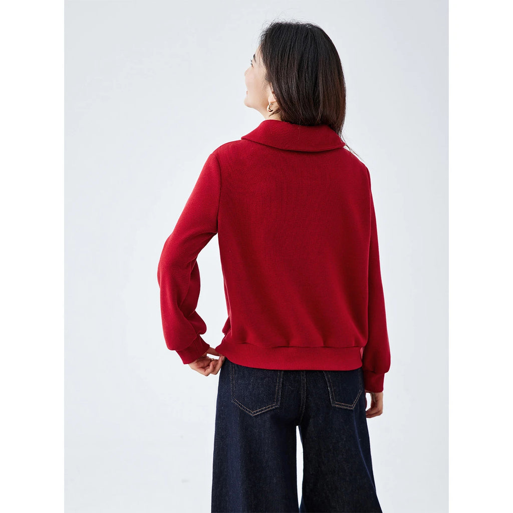 Toggle-Neck Hooded Sweatshirt