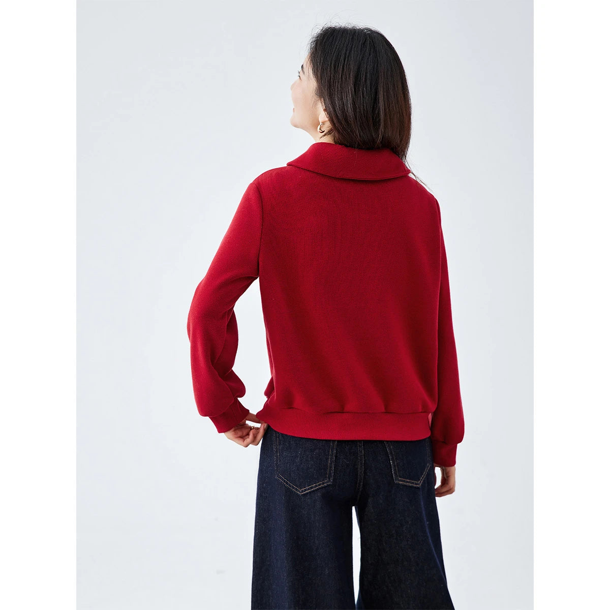 Toggle-Neck Hooded Sweatshirt
