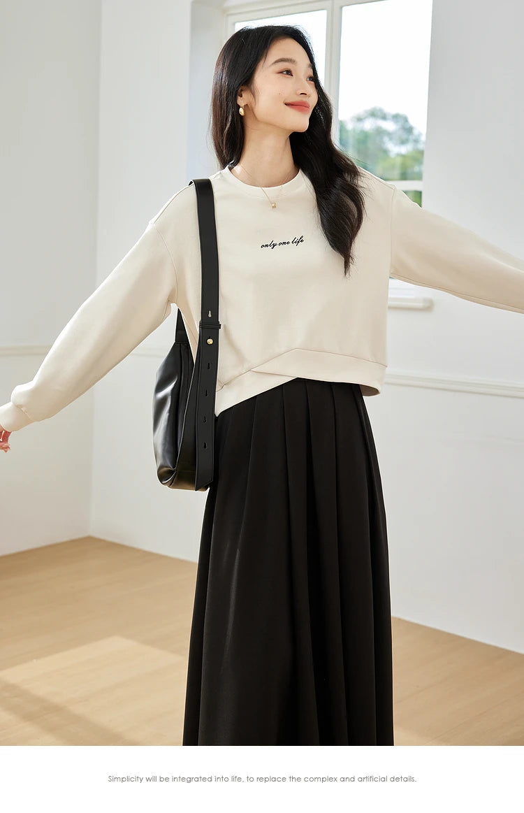 High-Low-Hem Crew-Neck Sweatshirt