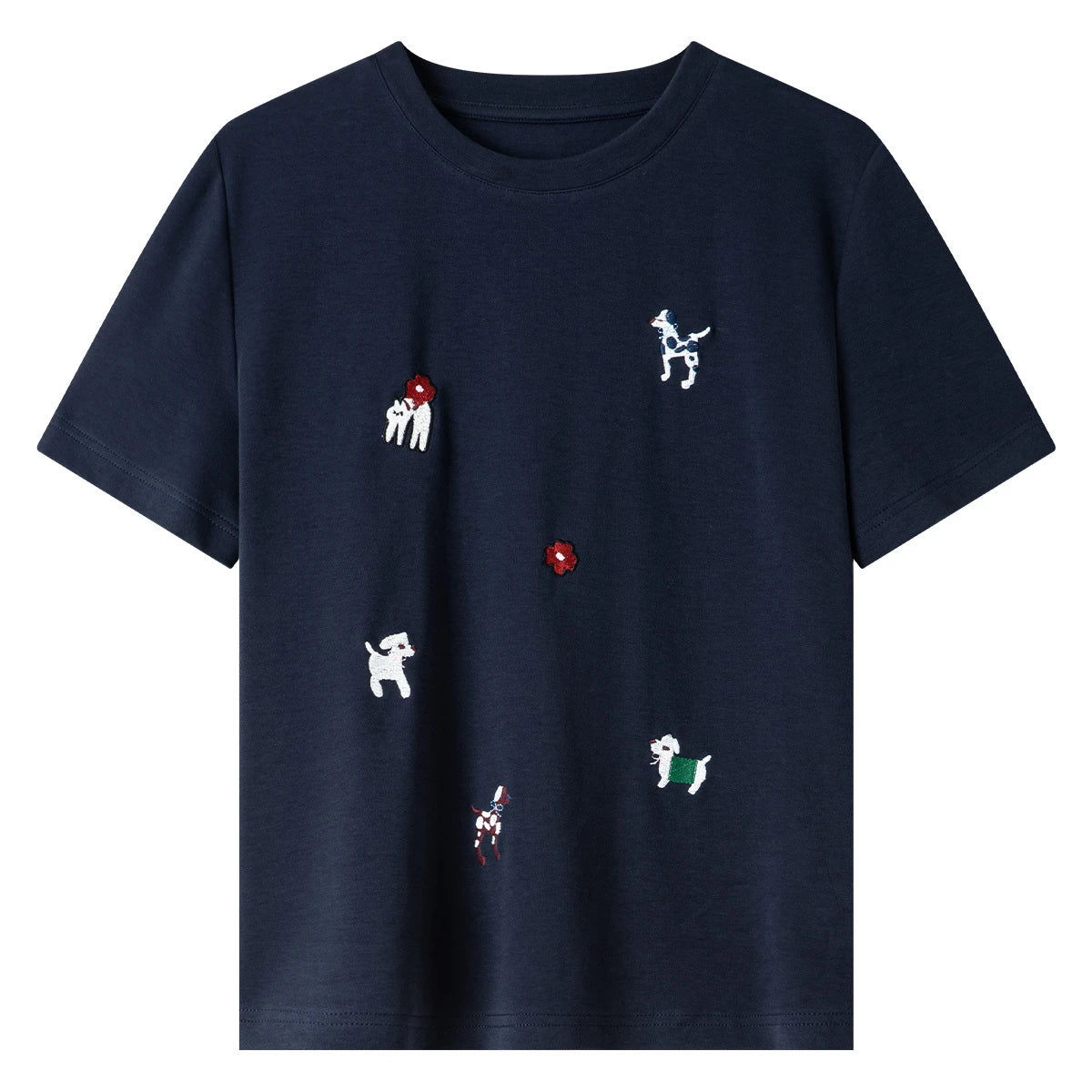 Animal-Embroidered Crew-Neck Tee