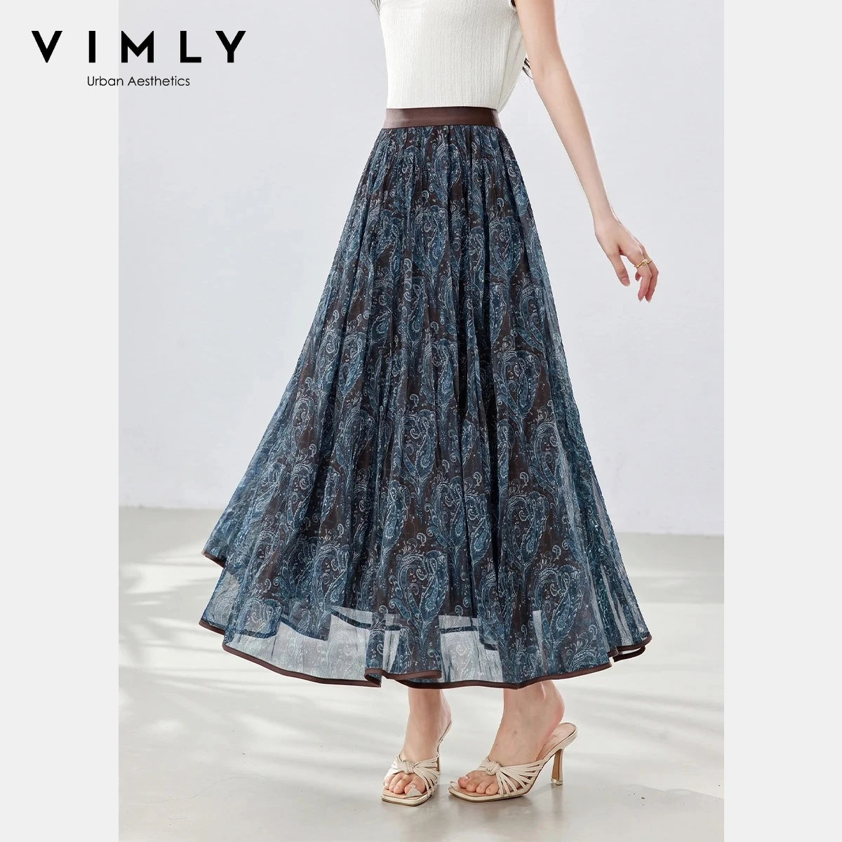 Floral Print Flared Midi Skirt
