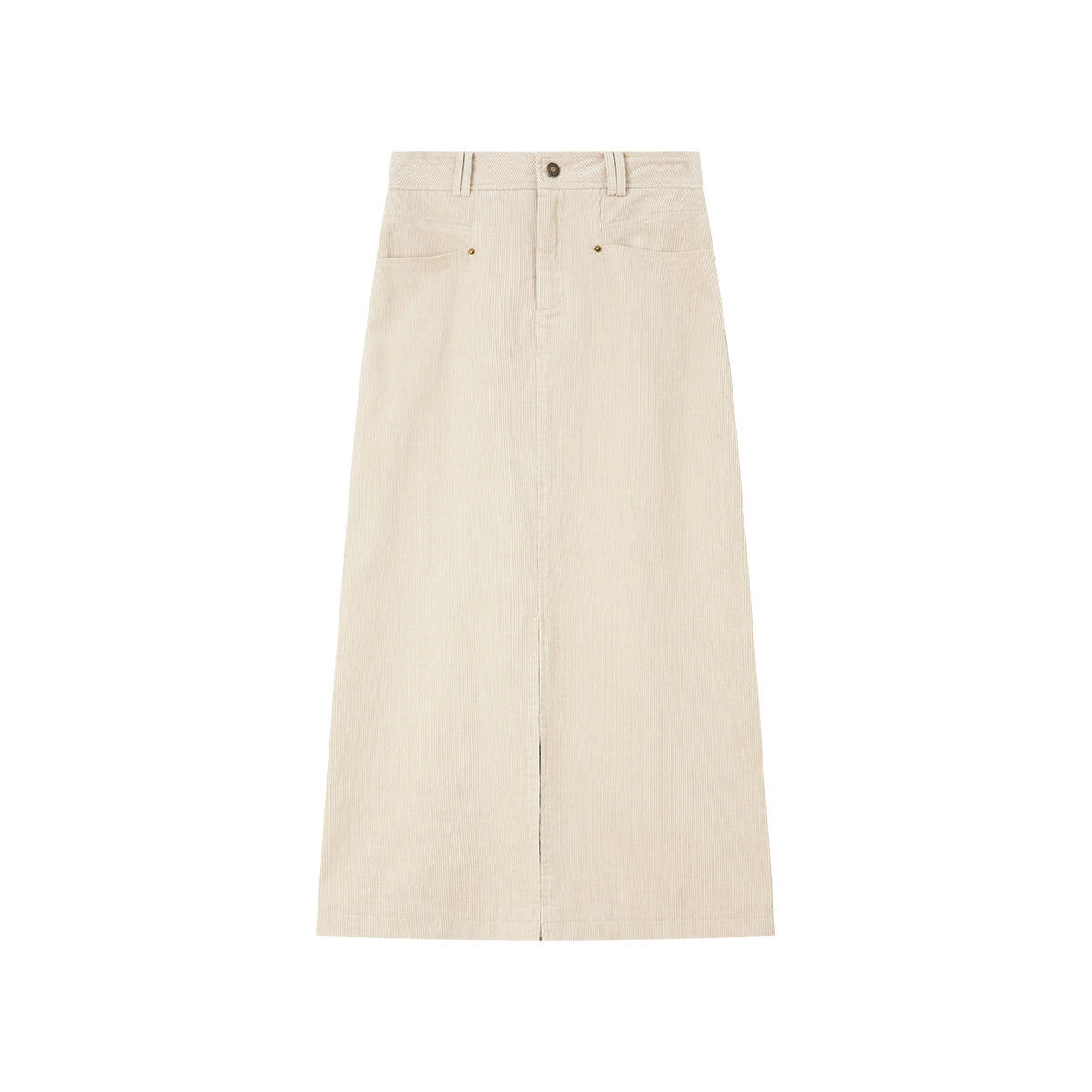 Straight Front-Slit Midi Skirt