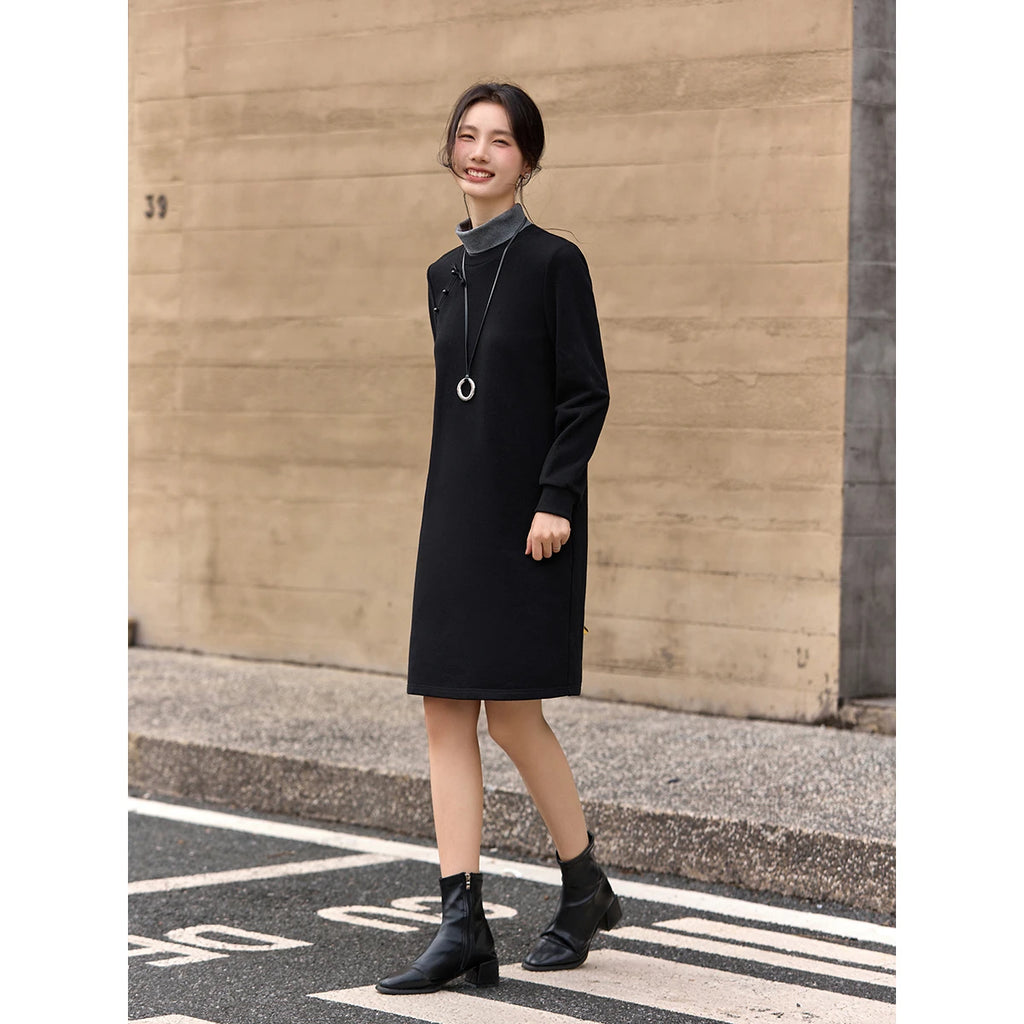 Layered Turtleneck Shift Dress