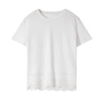 Lace-Hem Crew-Neck Tee