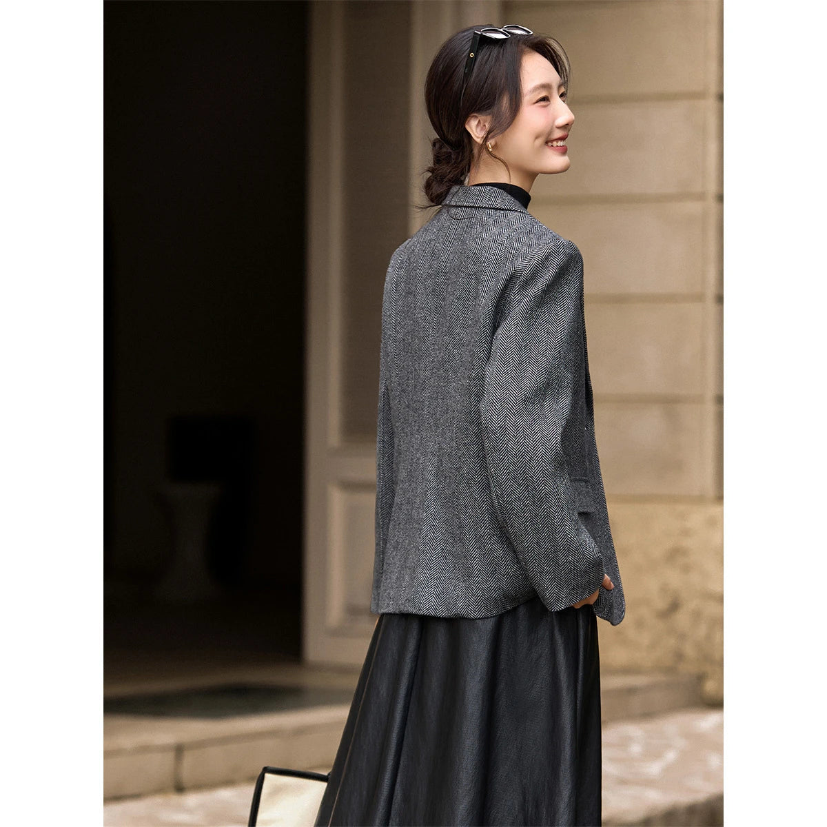 Single-Button Marled Blazer